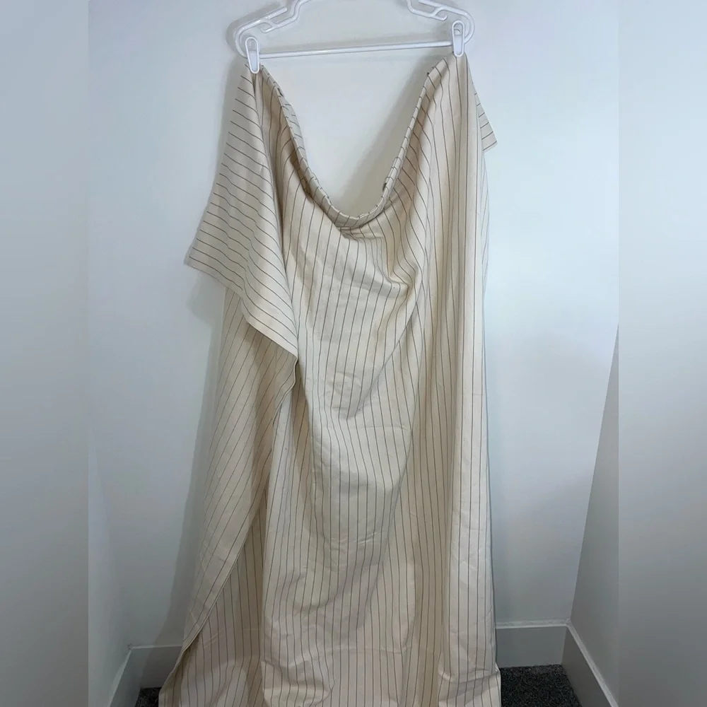 Anthropologie Ticking Stripe Cotton Woven Curtain 1 panel neutral